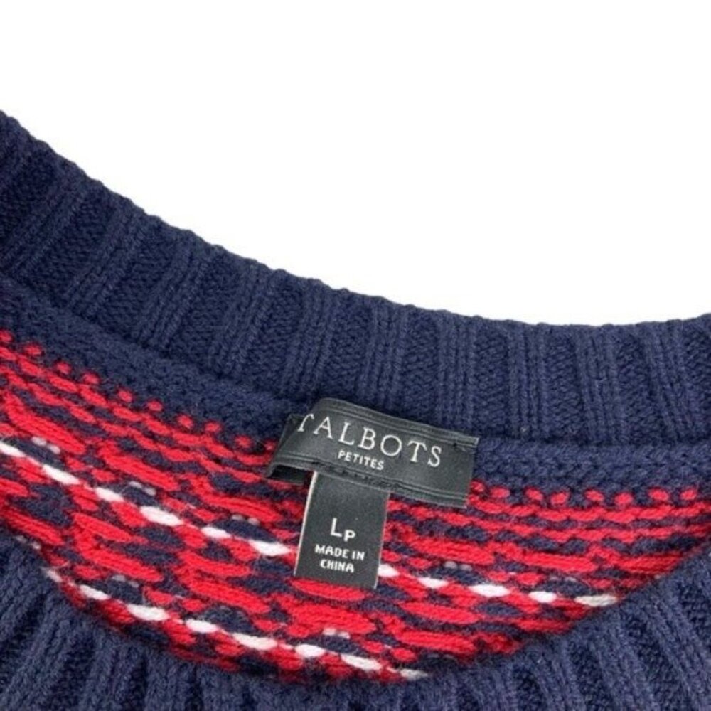 NWOT Talbots Fair Isle Cardigan in Red and Navy Blue - Picture 4 of 5